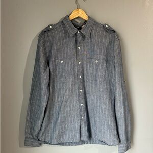 Denim Shirt with White Pinstripes